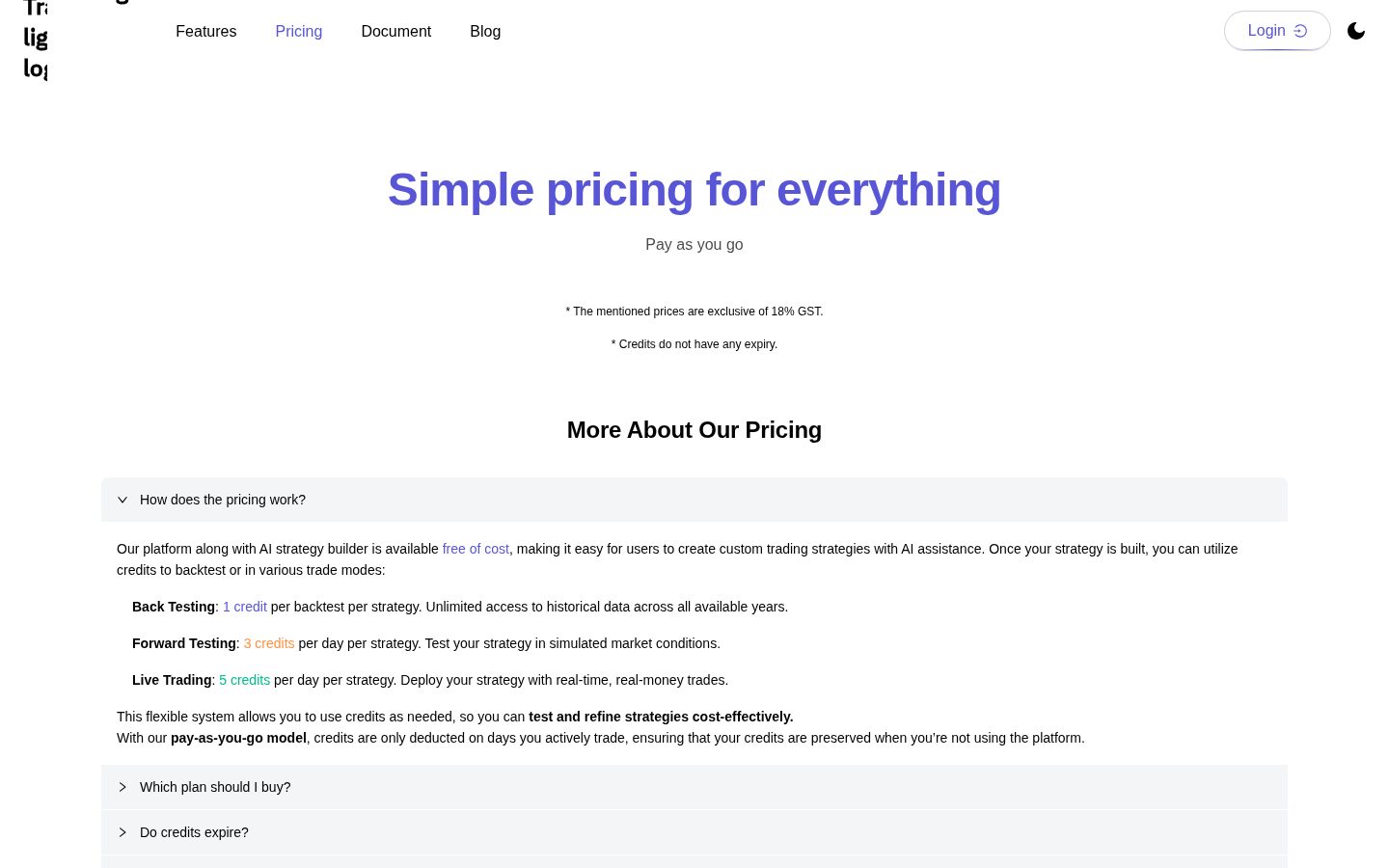 Tradlgo Pricing