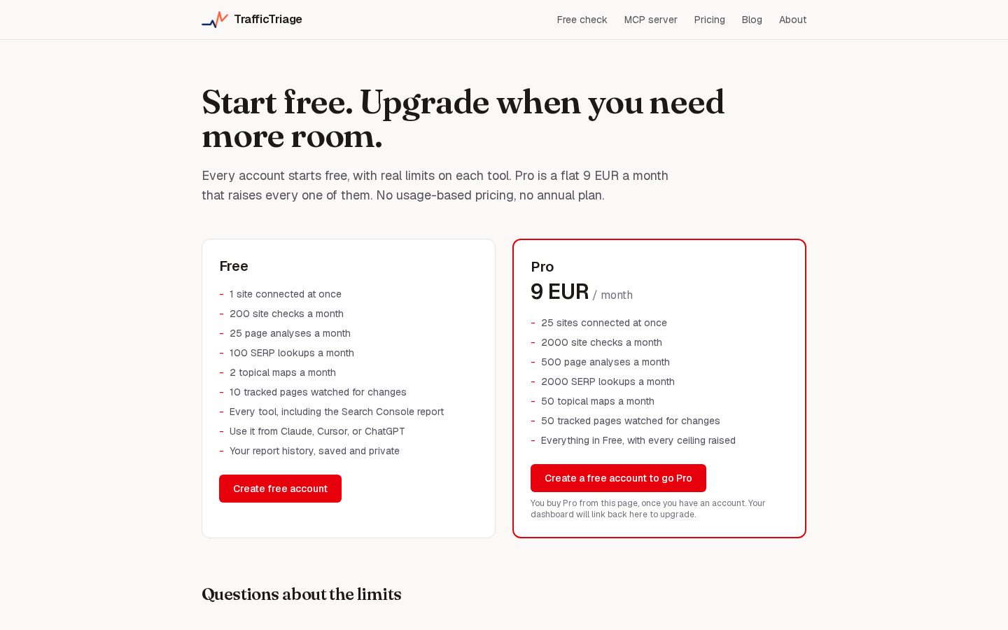 TrafficTriage Pricing