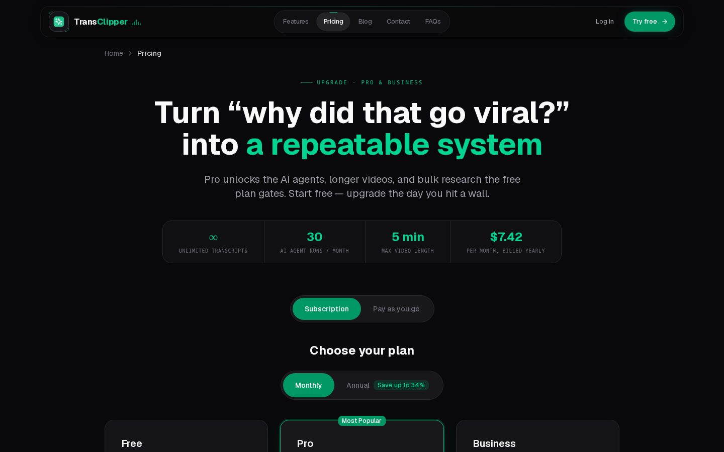 TransClipper Pricing
