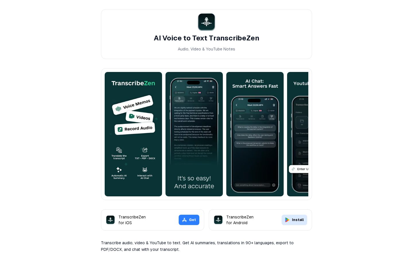 TranscribeZen Homepage