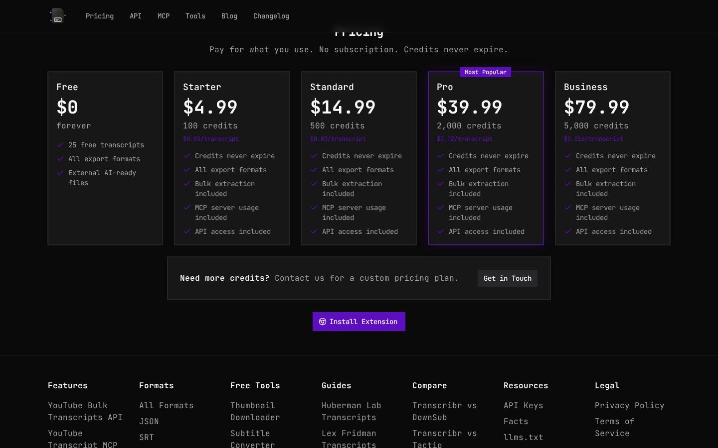 Transcribr Pricing