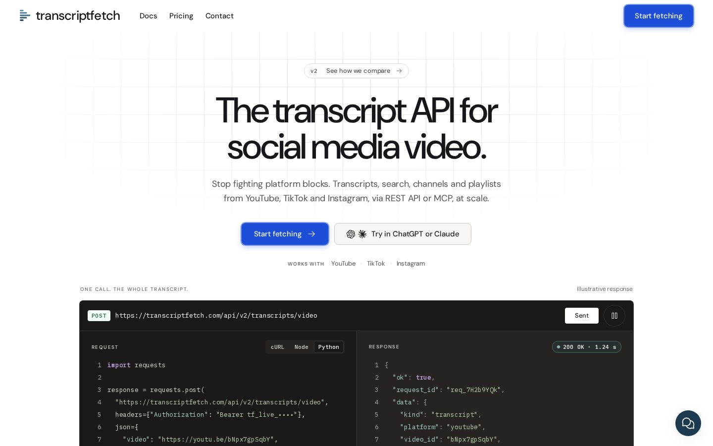 TranscriptFetch Homepage