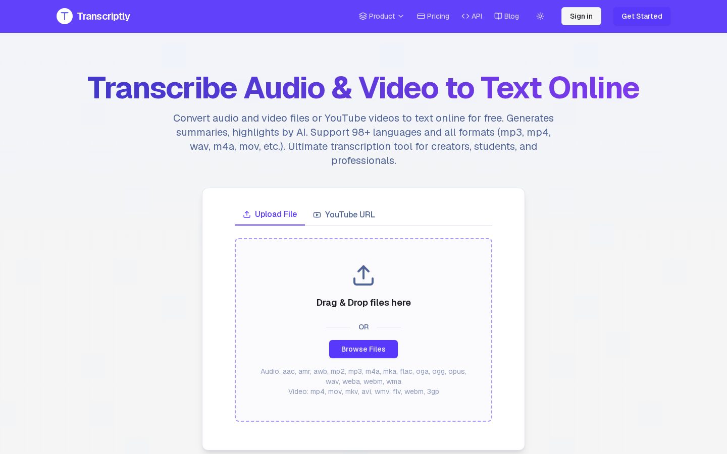 Transcriptly Homepage