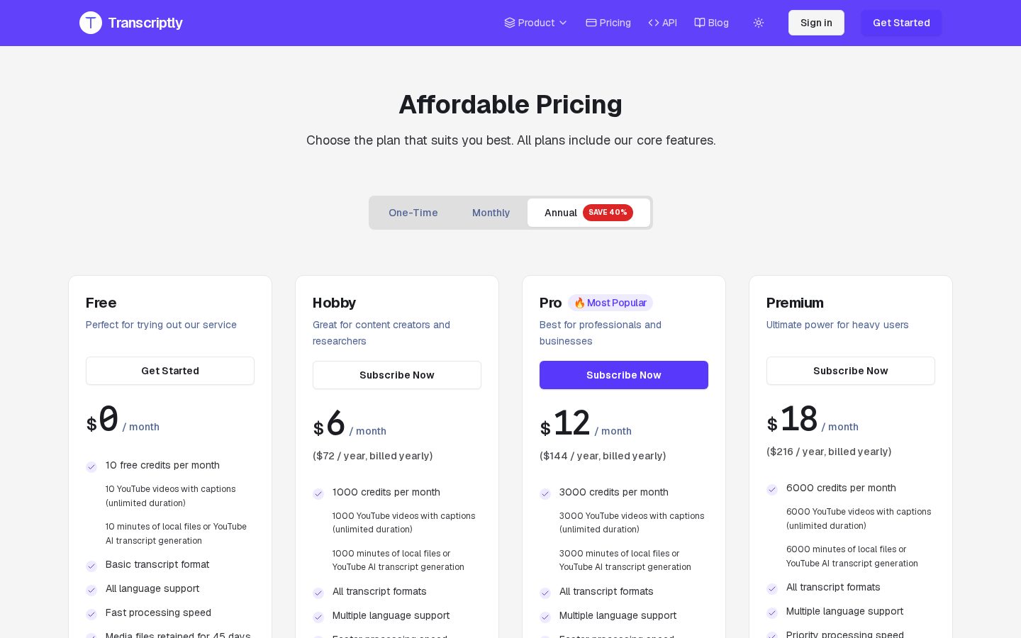 Transcriptly Pricing