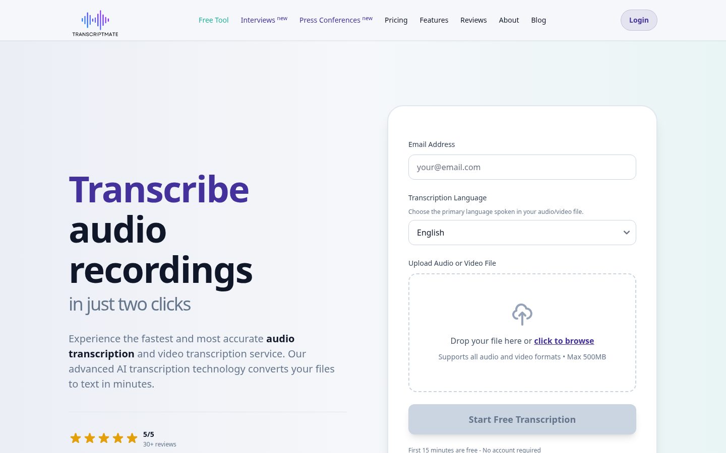 TranscriptMate Homepage