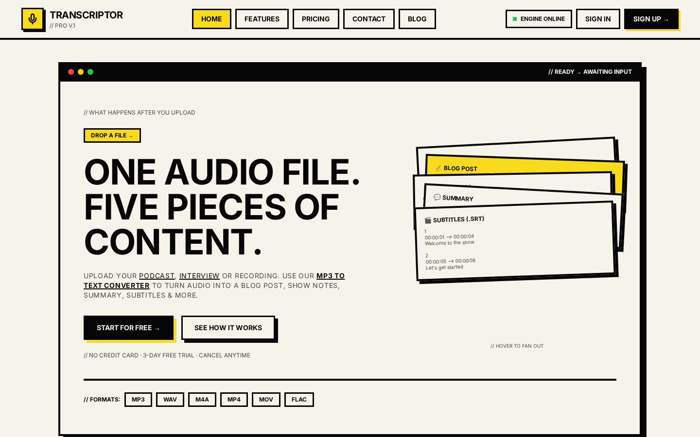 transcriptor pro Homepage