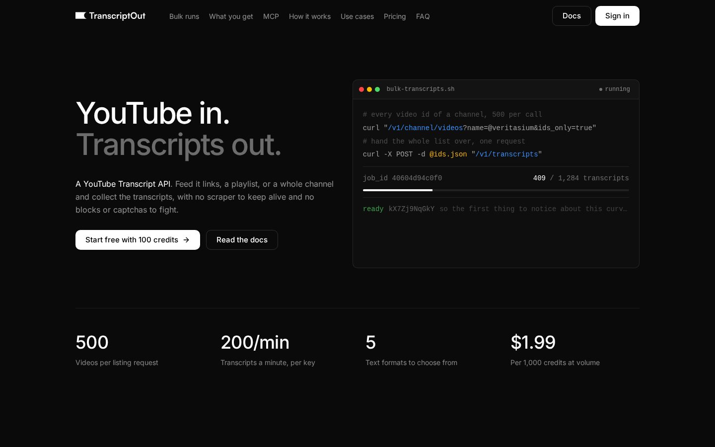 TranscriptOut Homepage