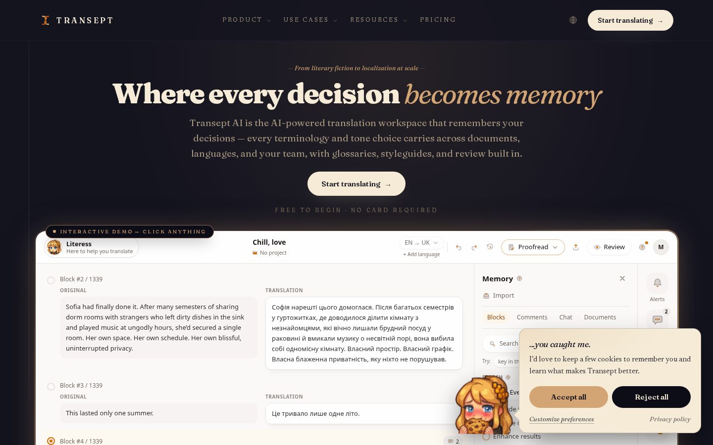 Transept AI Homepage