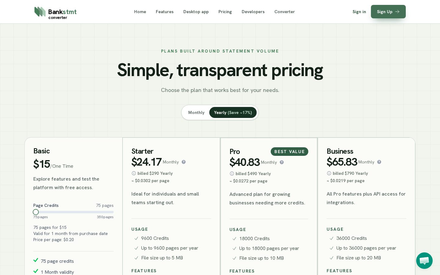 Transform PDFs to Excel, CSV & Google Sh Pricing