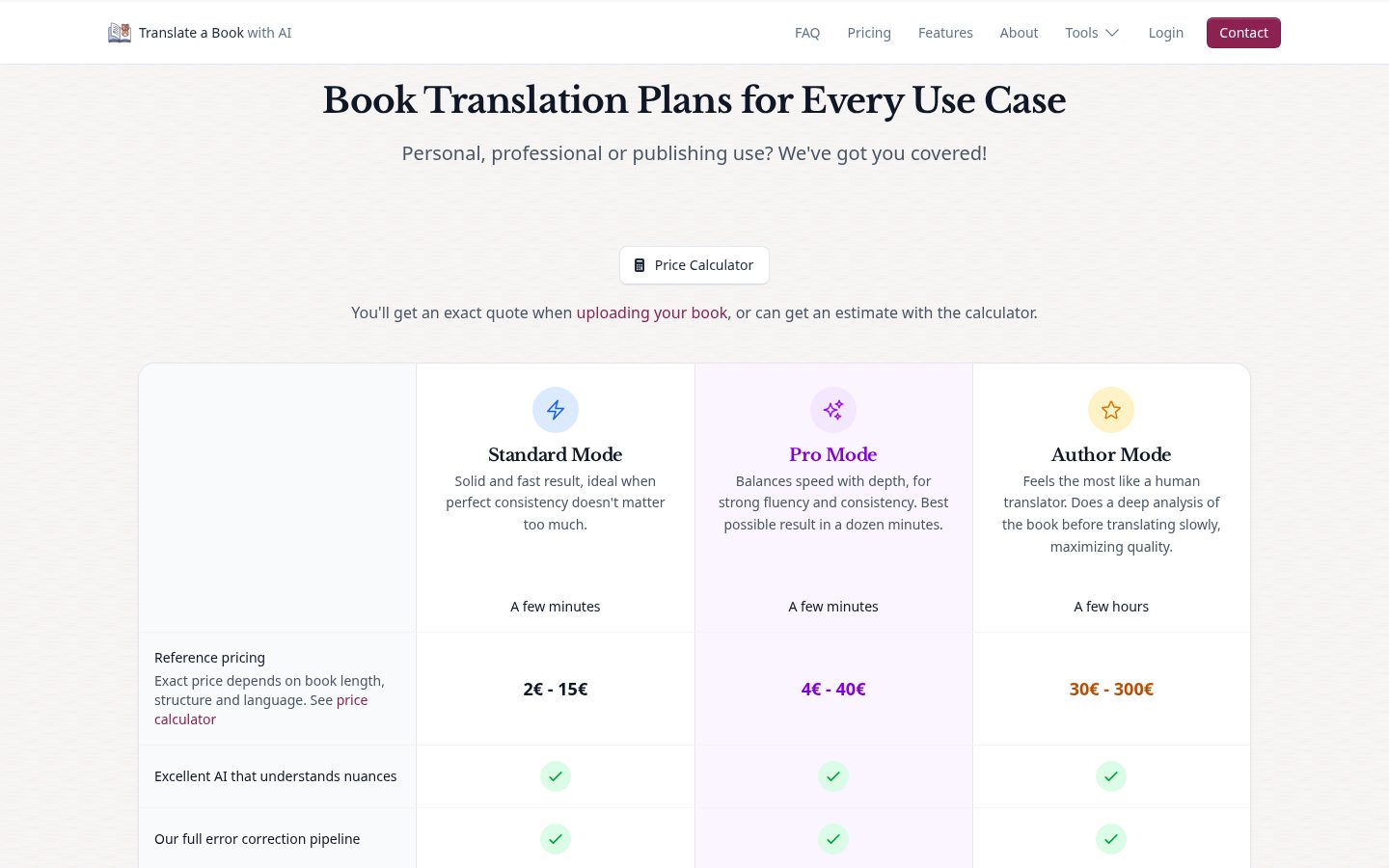 Translate a Book with AI Pricing