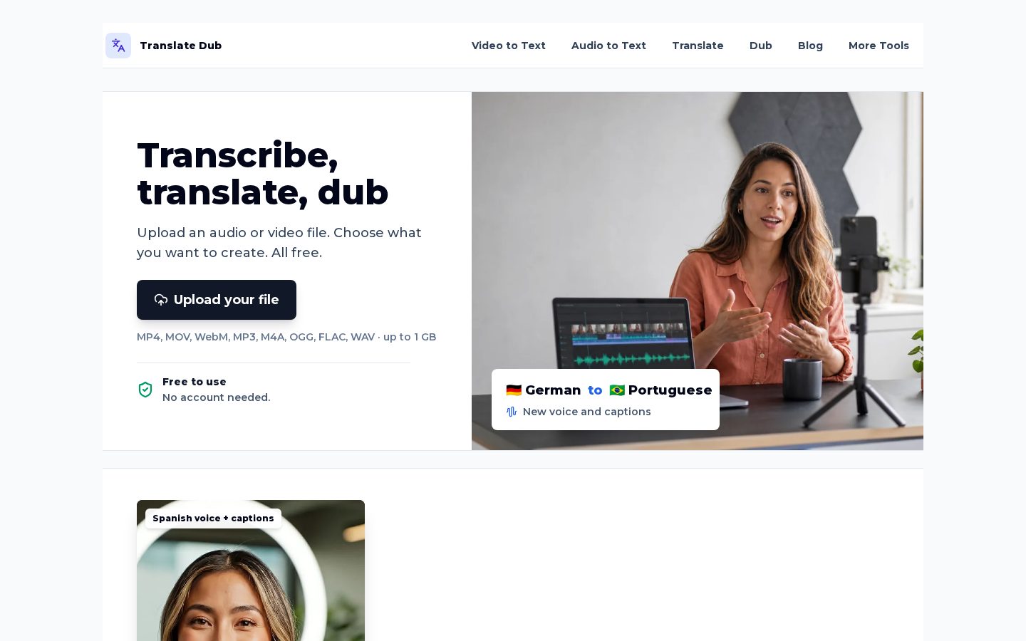Translate-Dub.com Homepage
