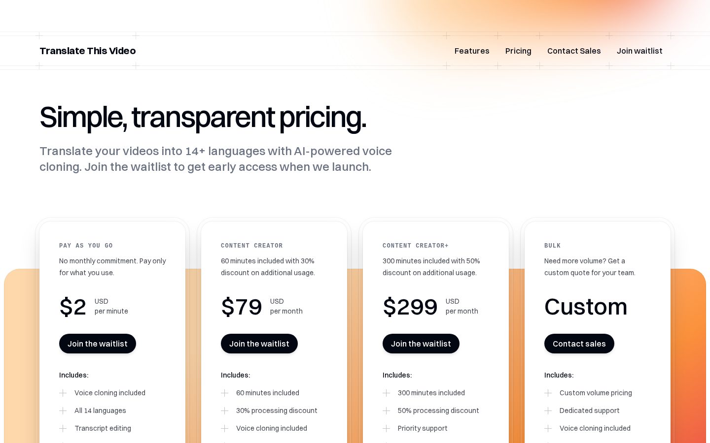 Translate This Video Pricing