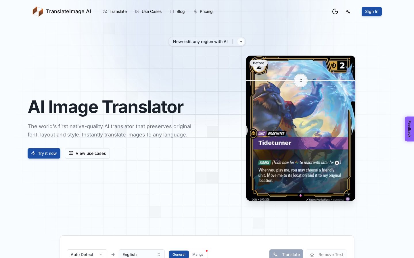 TranslateImage AI Homepage