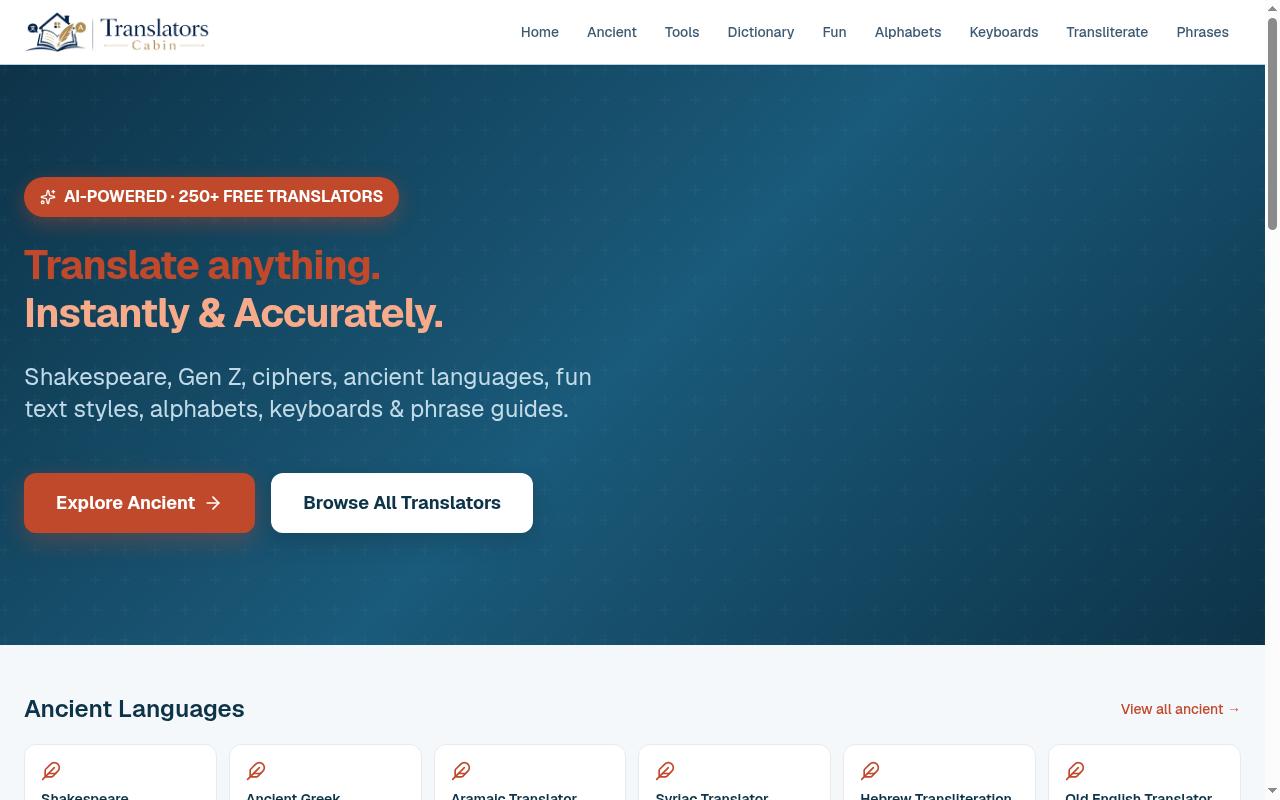 Translators Cabin Homepage