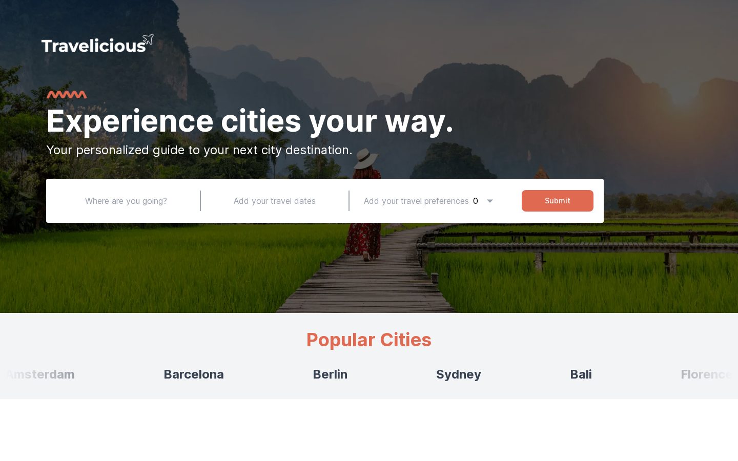 Travelicious Homepage