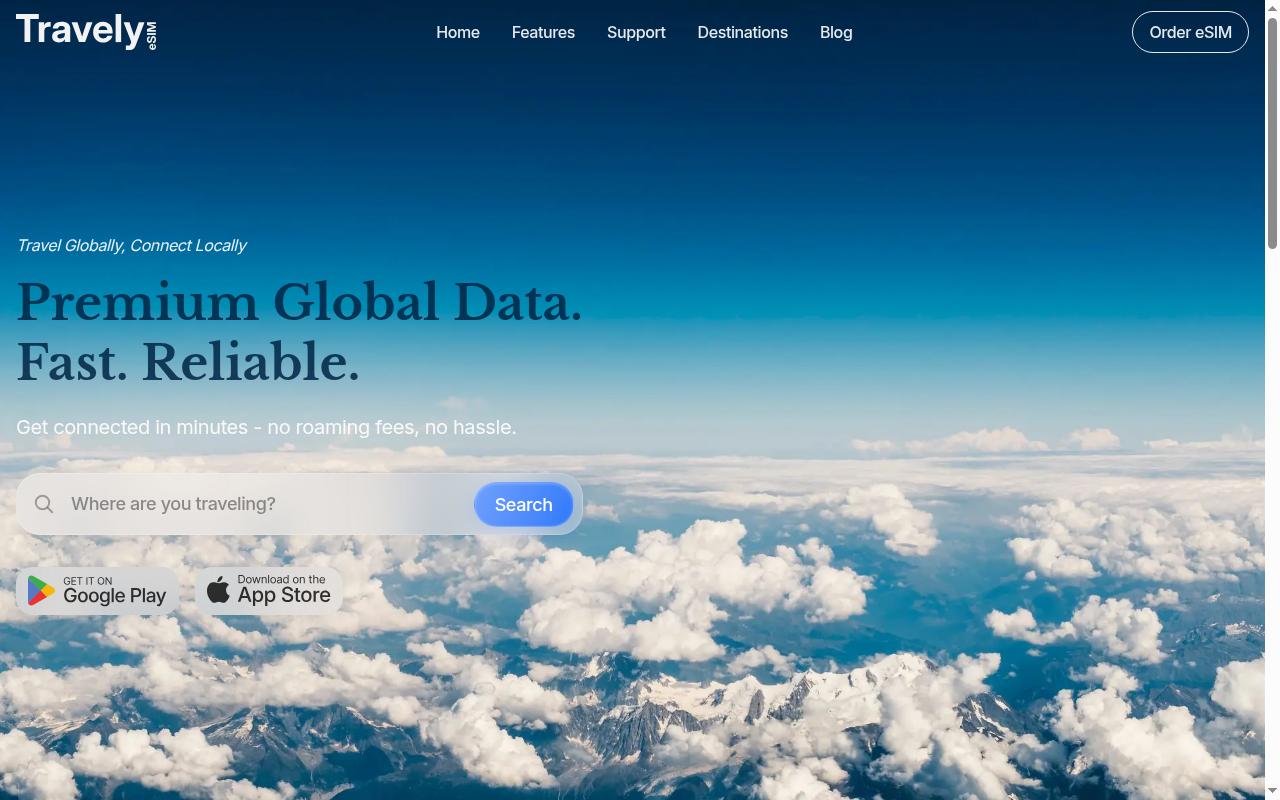 Travely eSIM Homepage