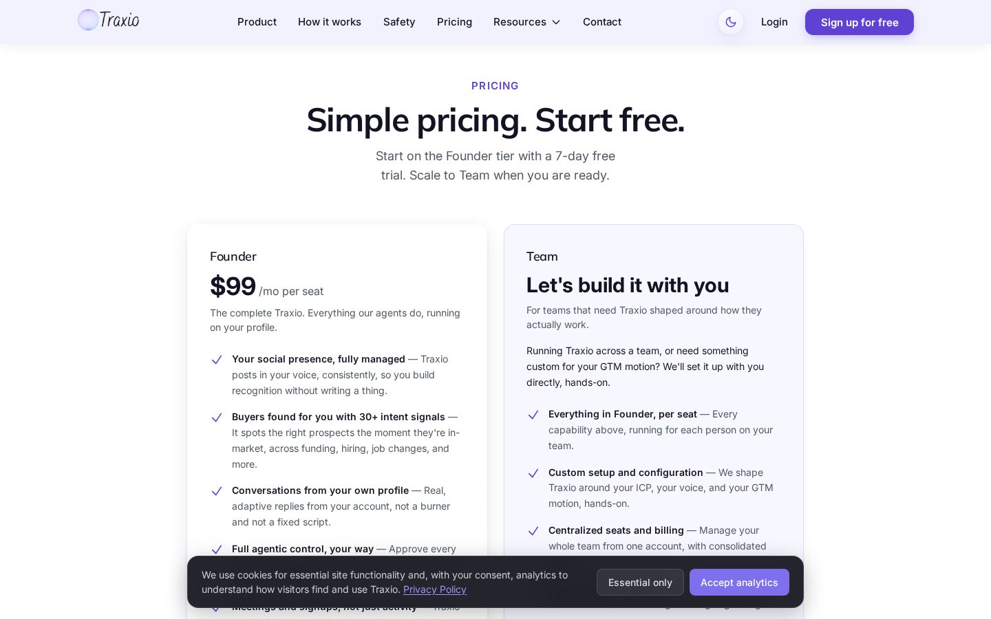 Traxio Pricing