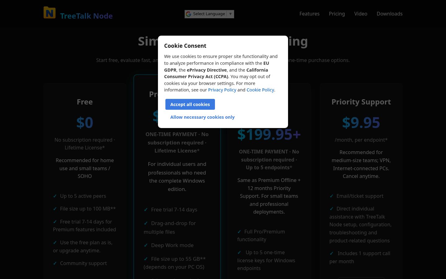 TreeTalk Node Pricing