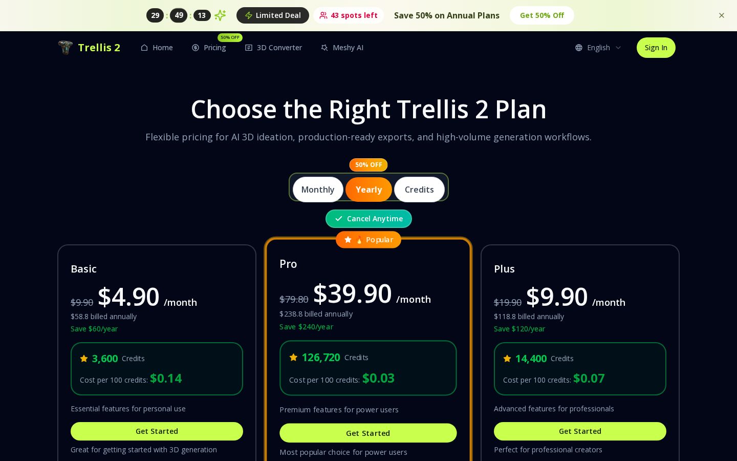 Trellis 2 AI 3D Generator Pricing
