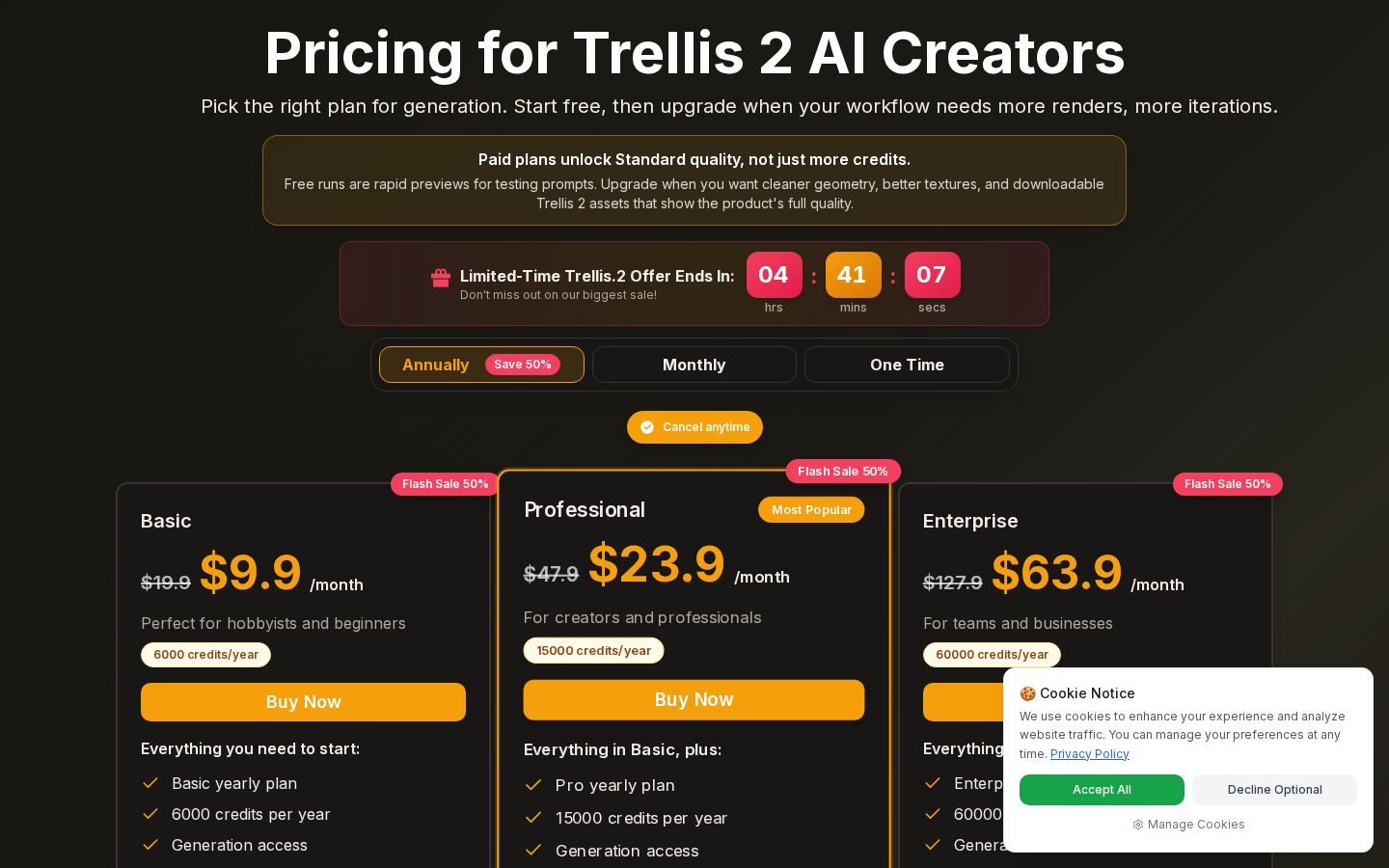 trellis 2 ai Pricing