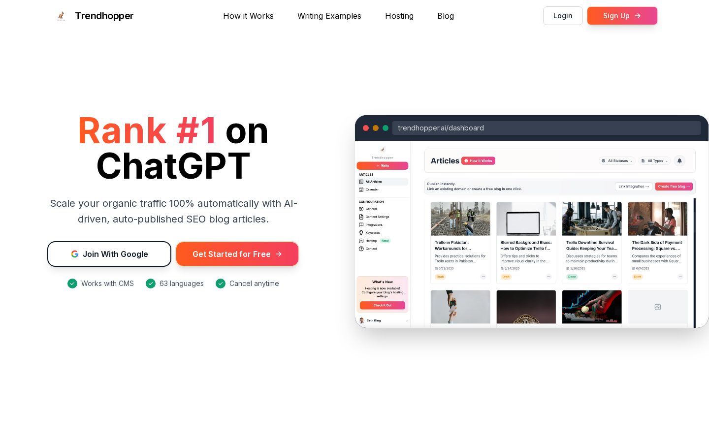 Trendhopper.ai Homepage