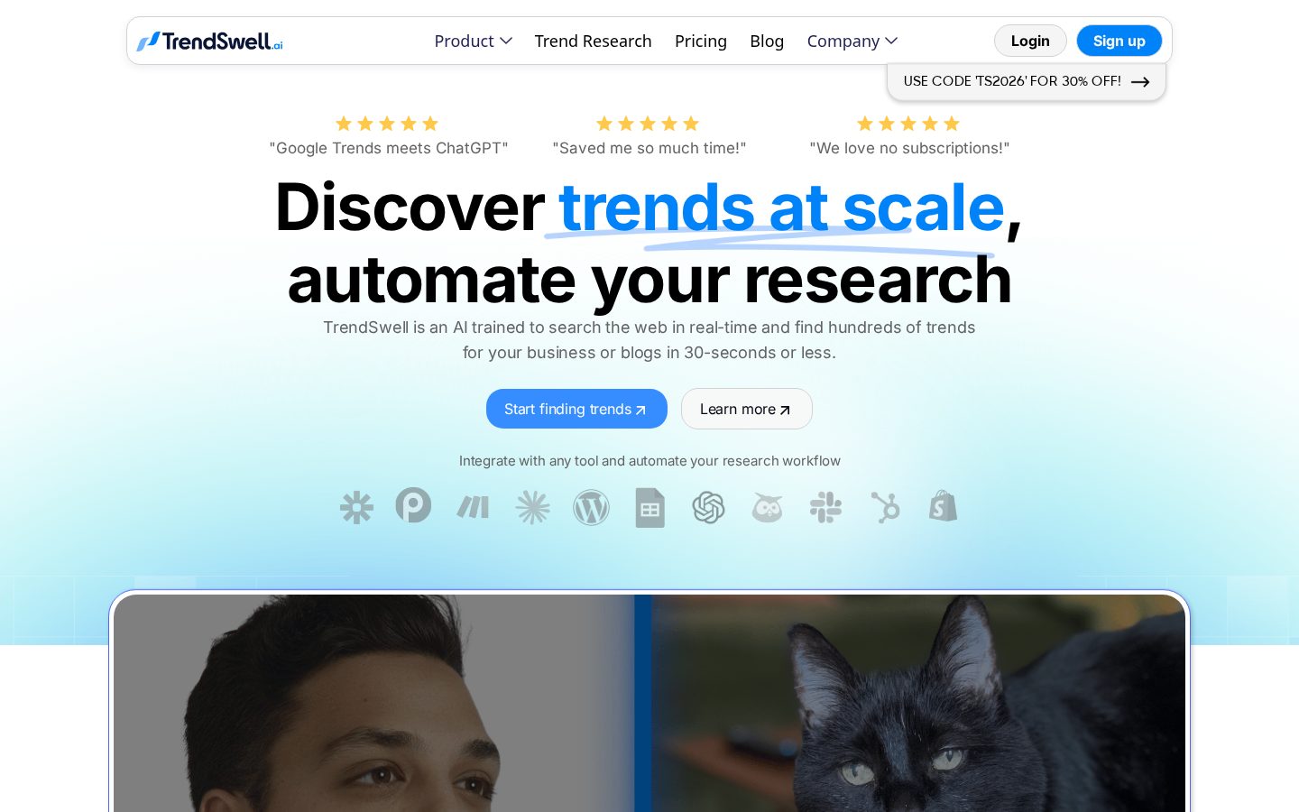 TrendSwell Homepage