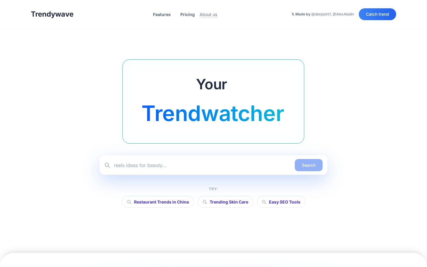TrendyEvents Homepage
