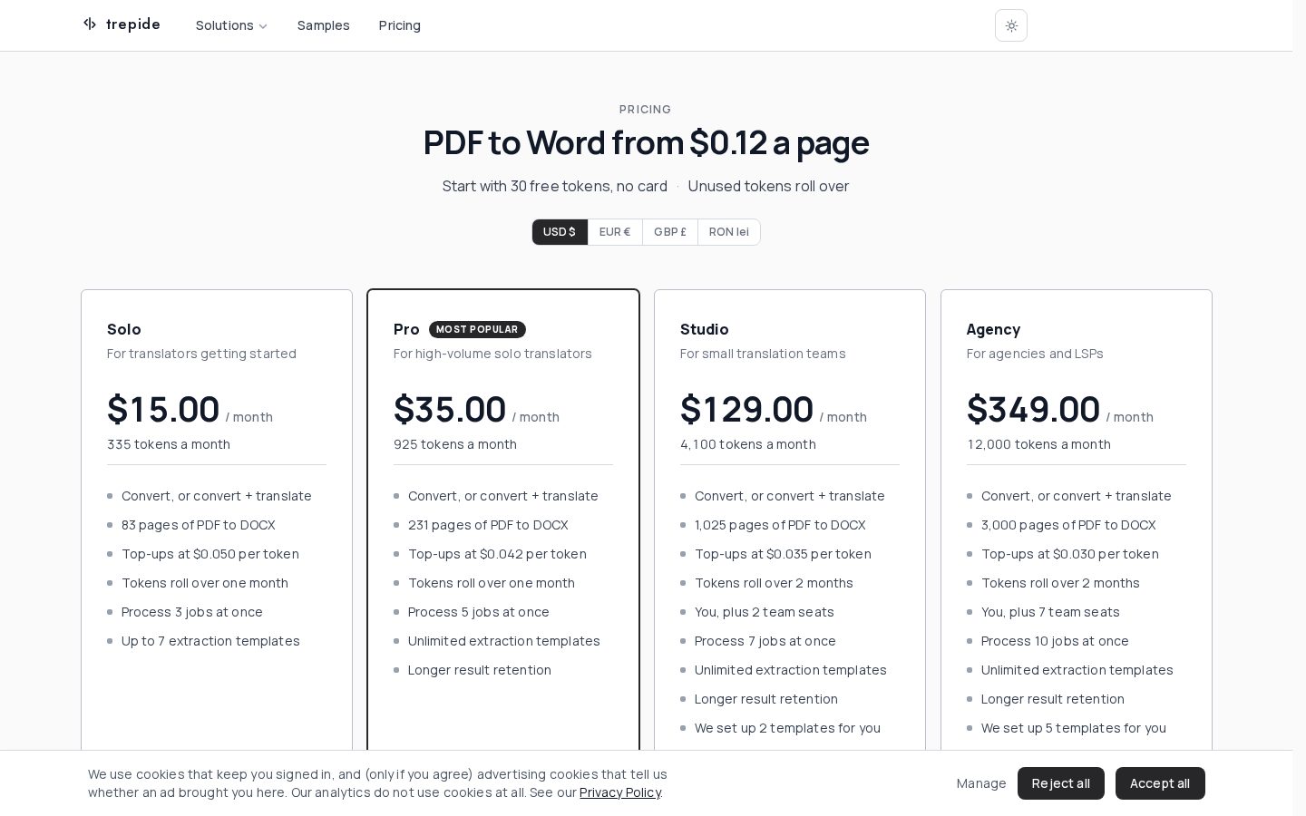 trepide Pricing