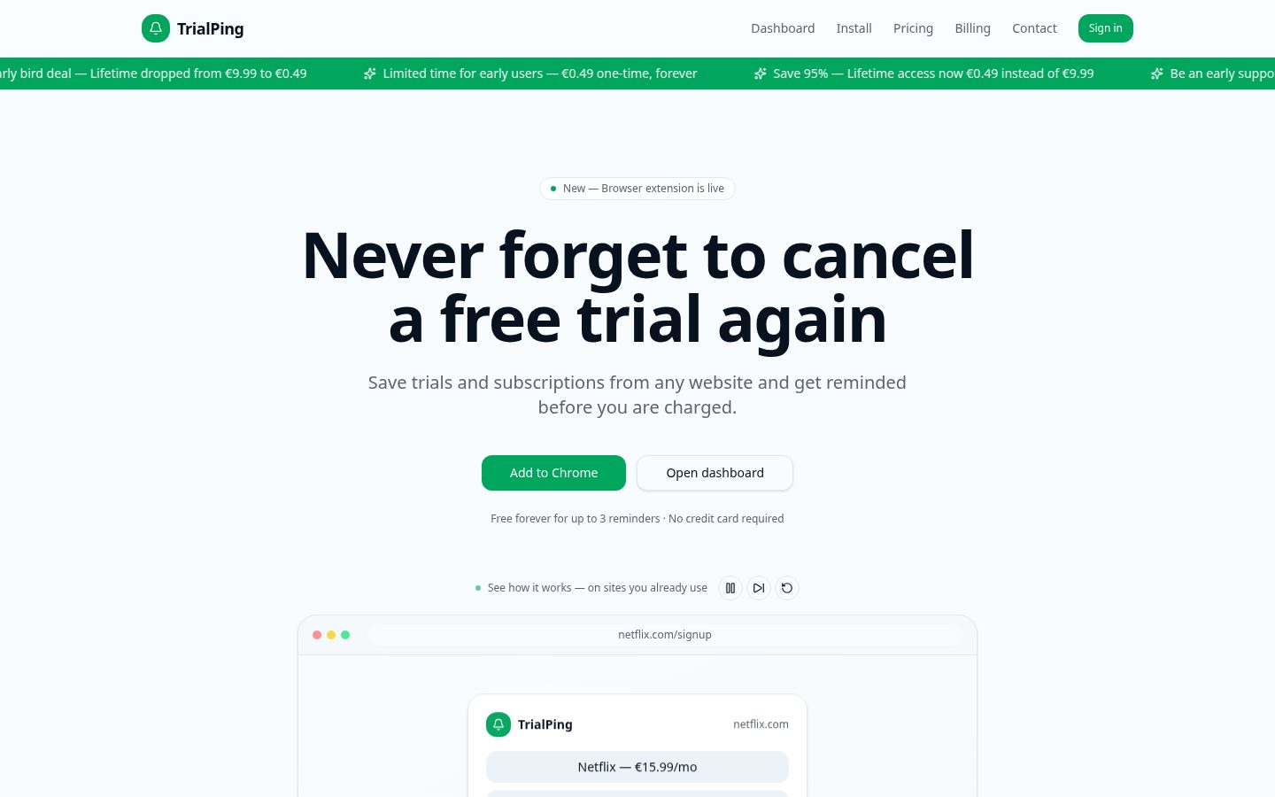 TrialPing Homepage