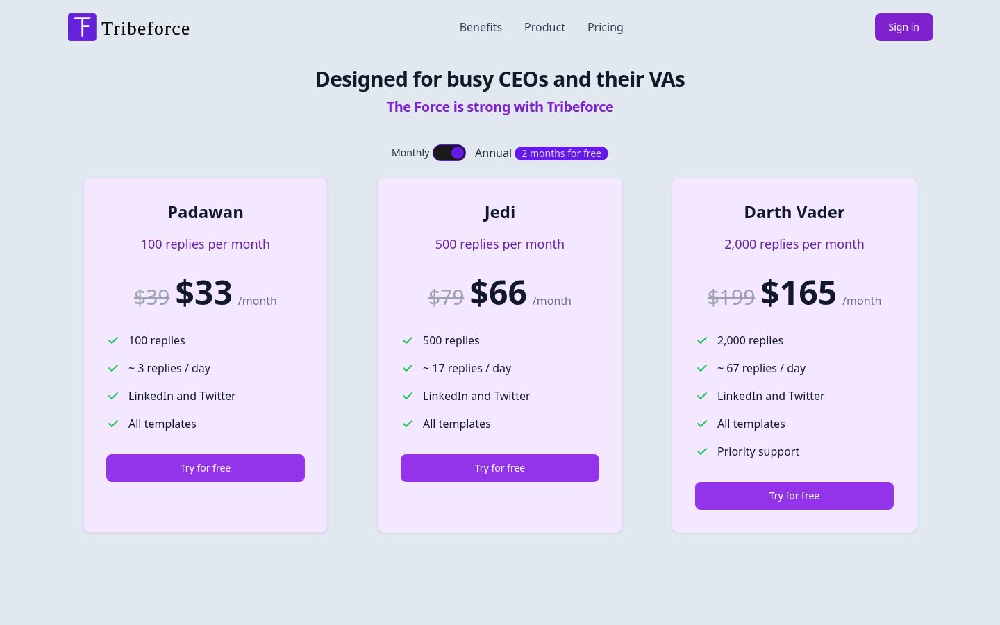 TribeForce Pricing