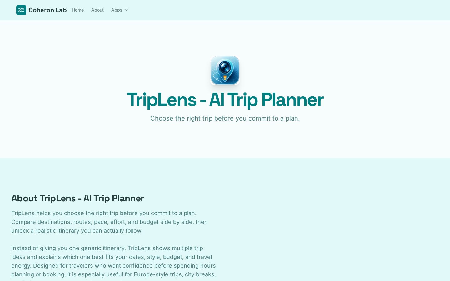 TripLens Homepage