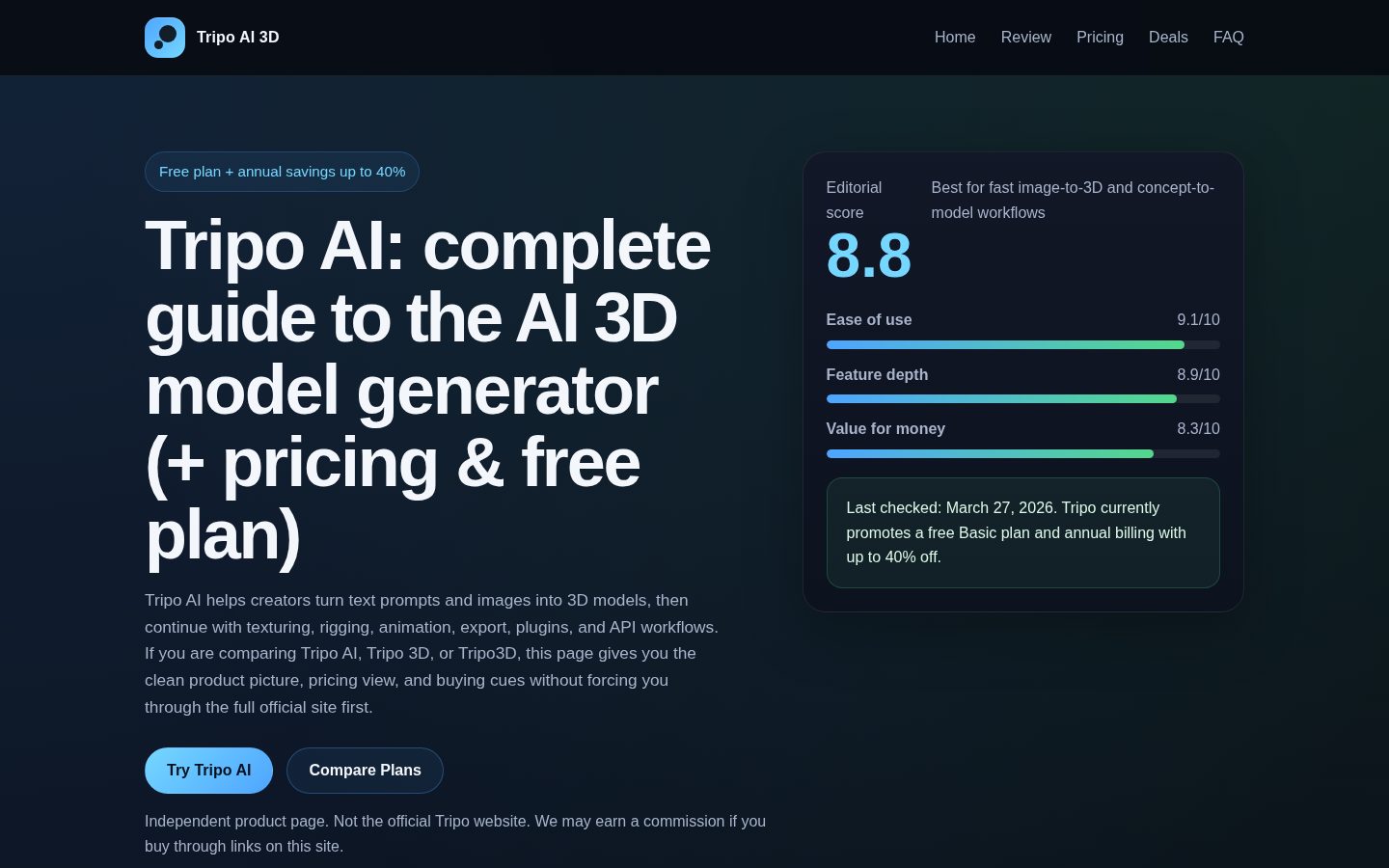 TripoAI3D.com Homepage