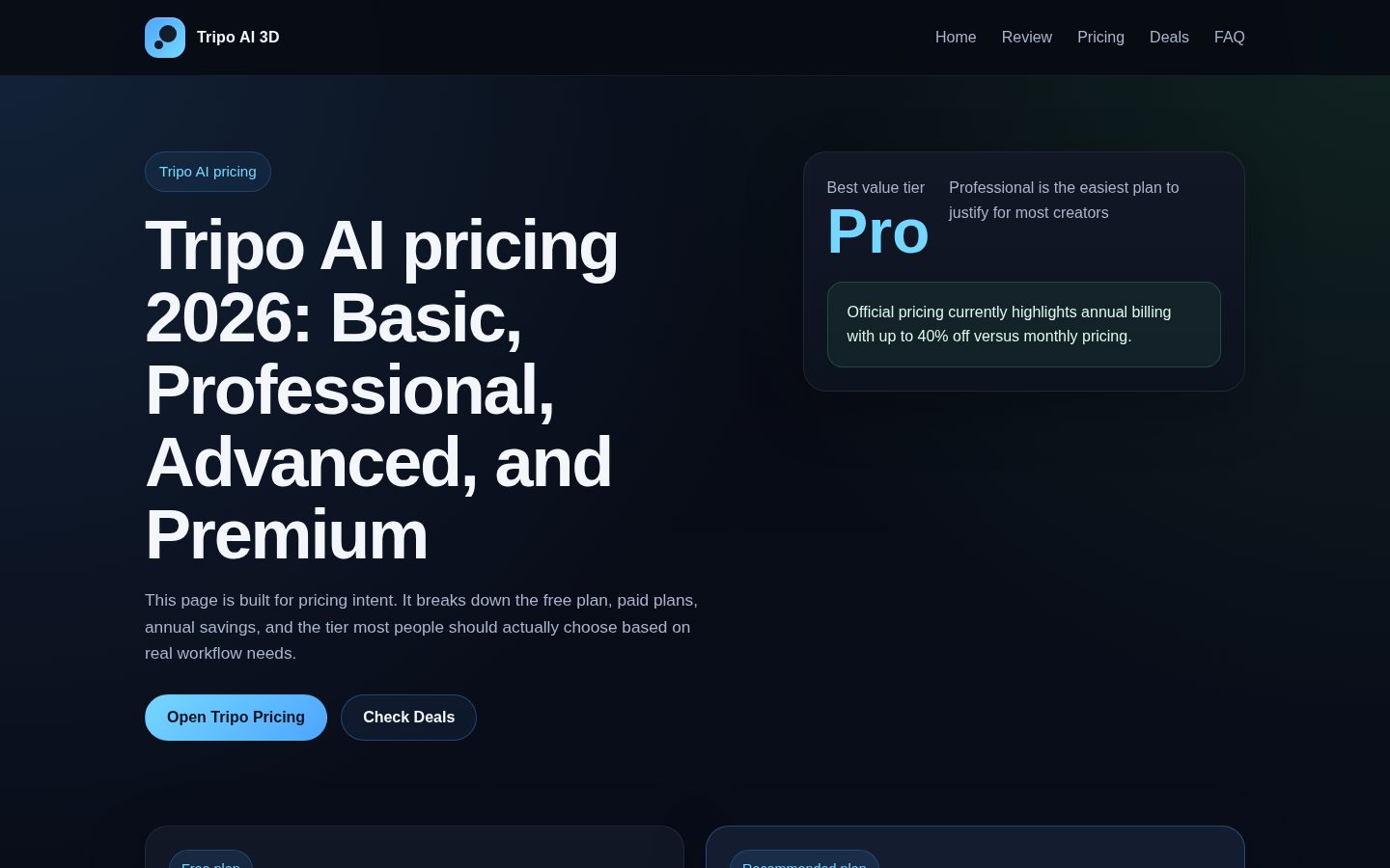 TripoAI3D.com Pricing