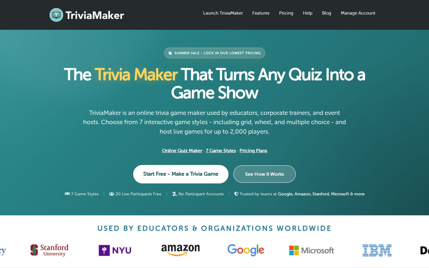 TriviaMaker Homepage