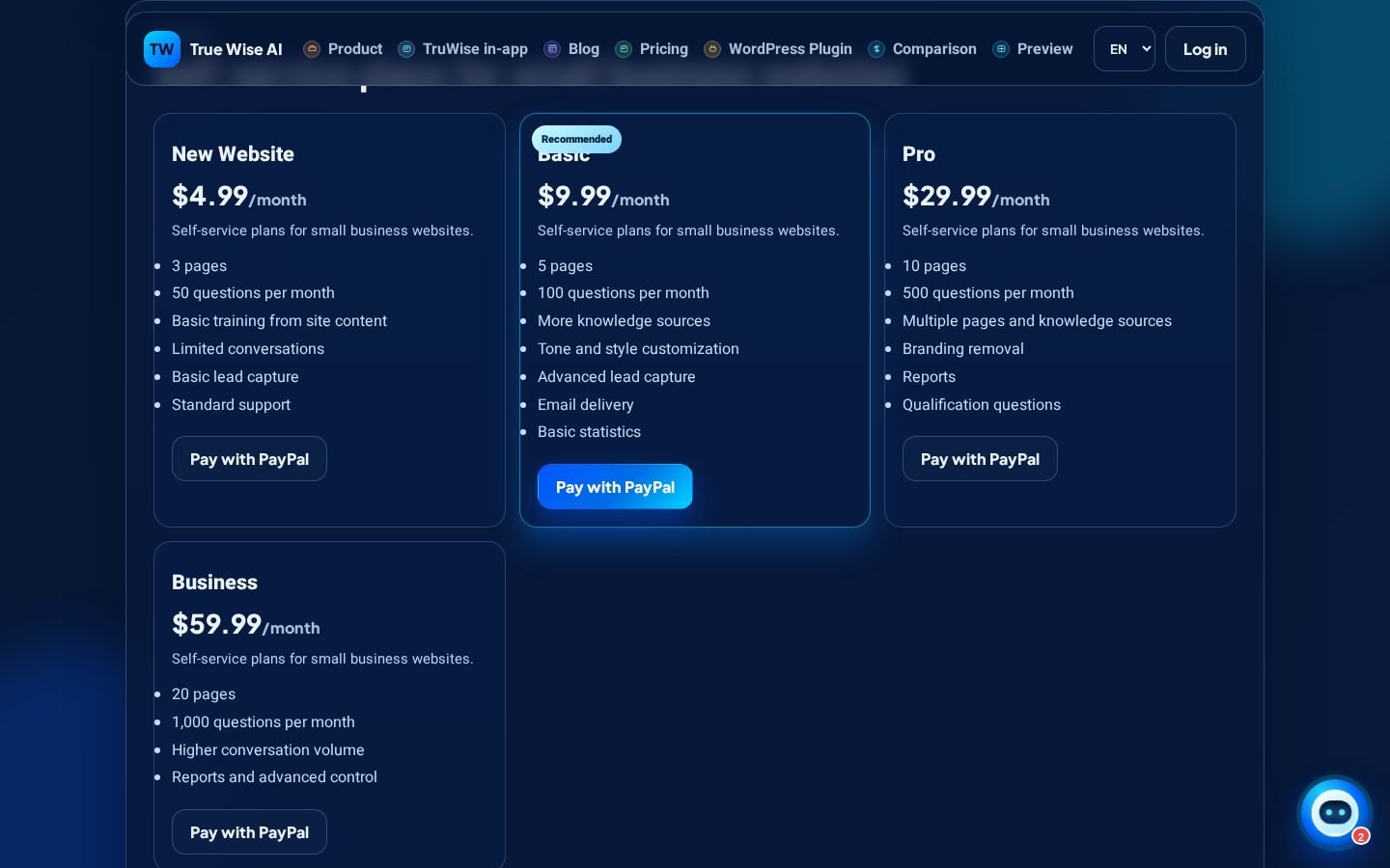 True Wise AI Pricing