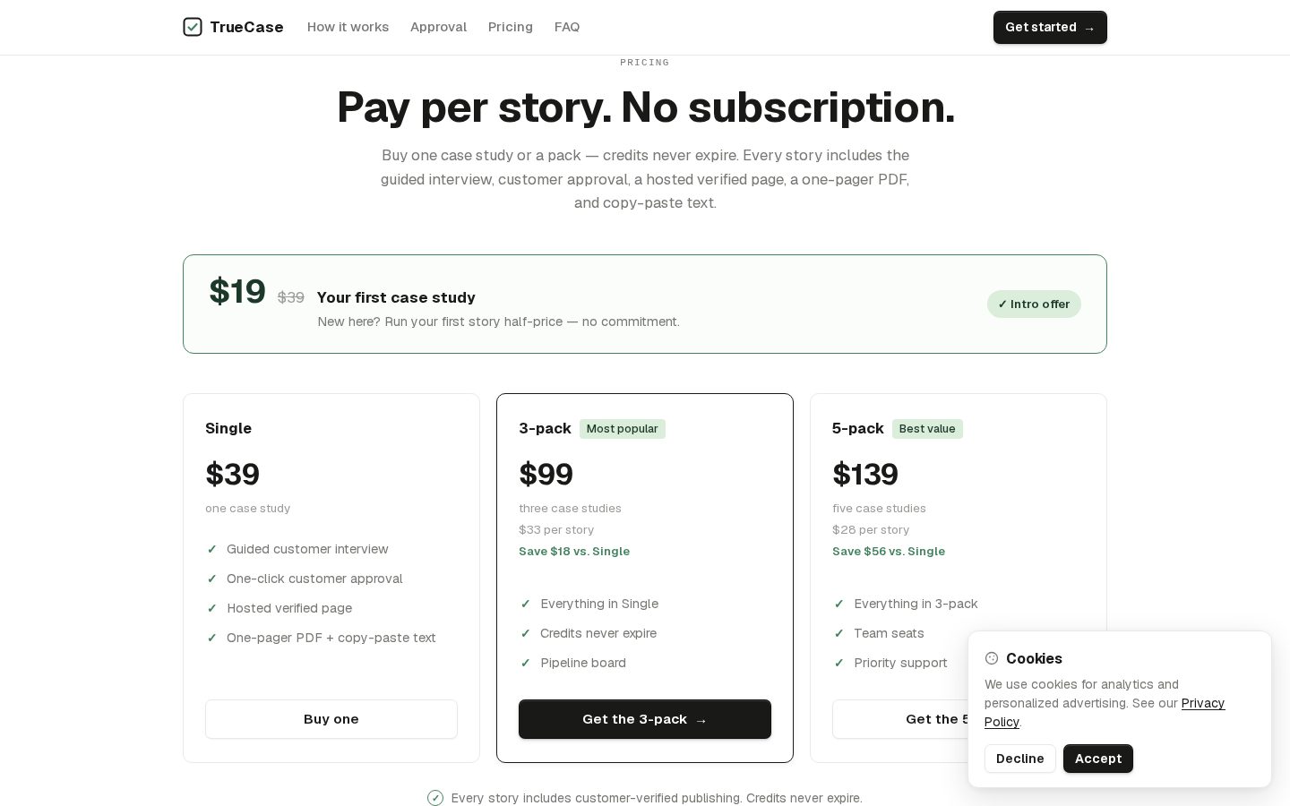 TrueCase Pricing