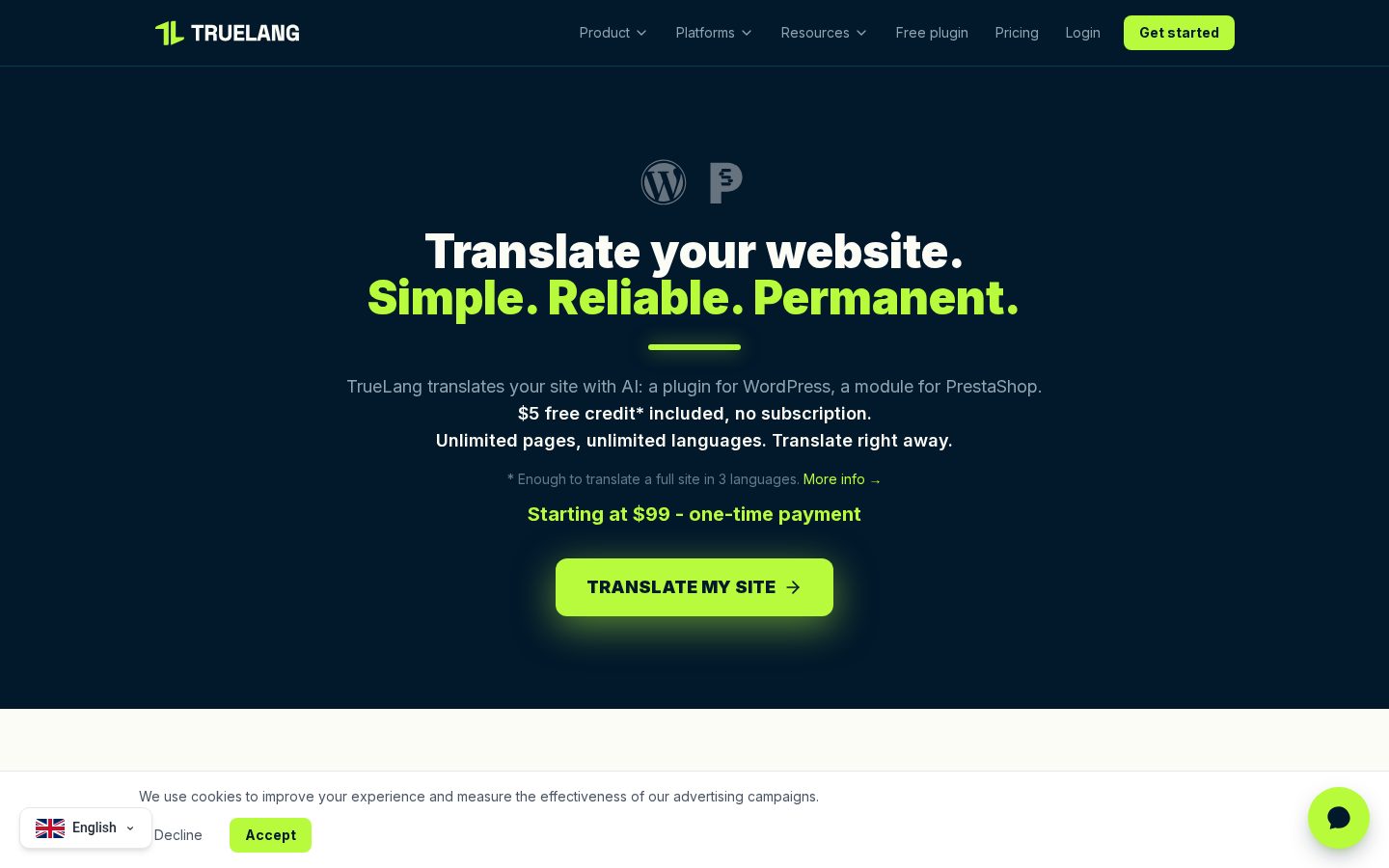 Truelang Homepage