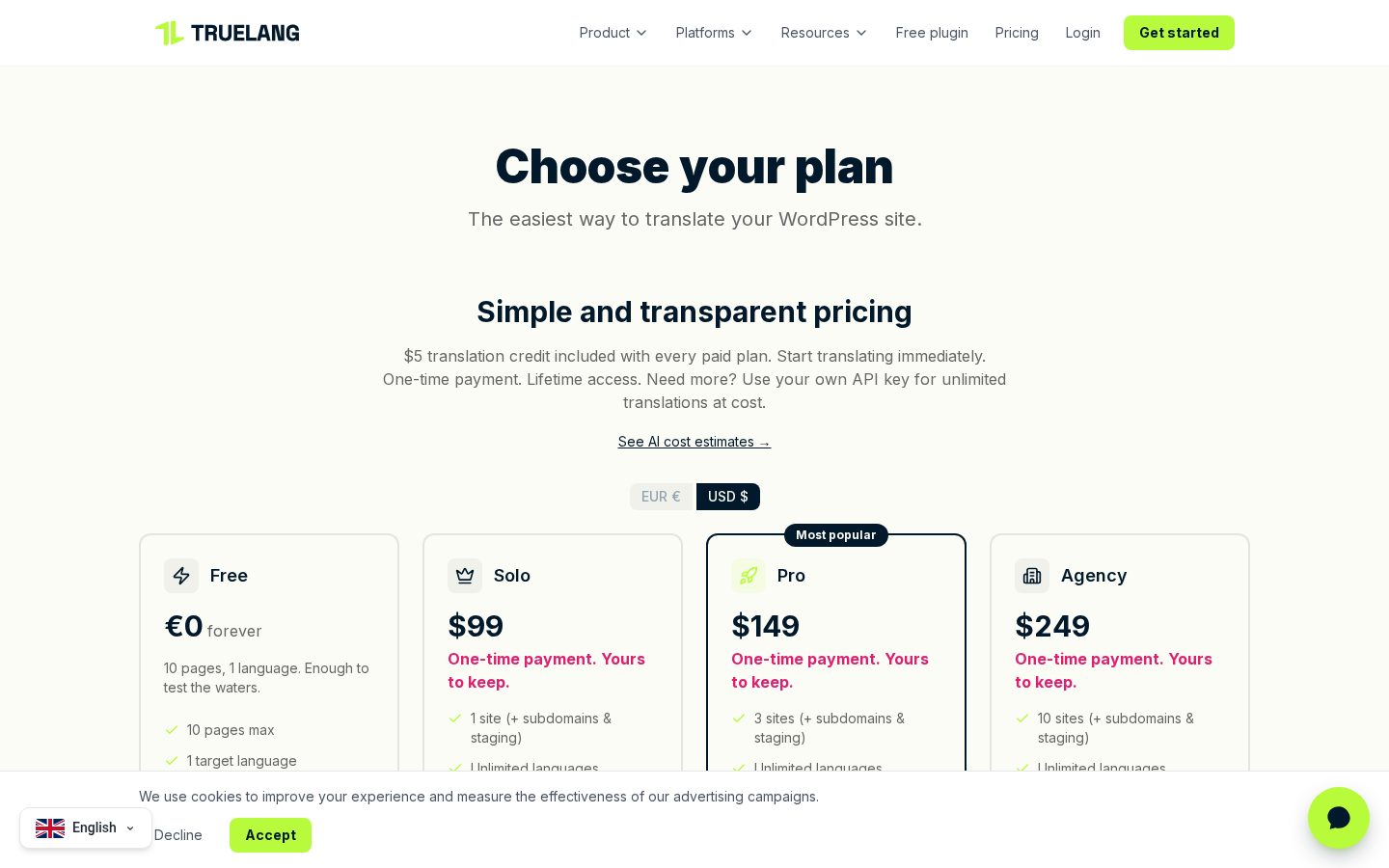 Truelang Pricing