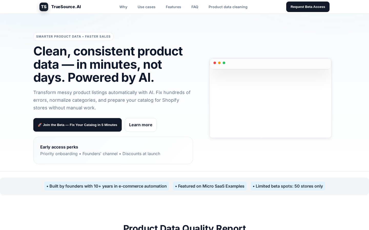 TrueSourceAI Homepage