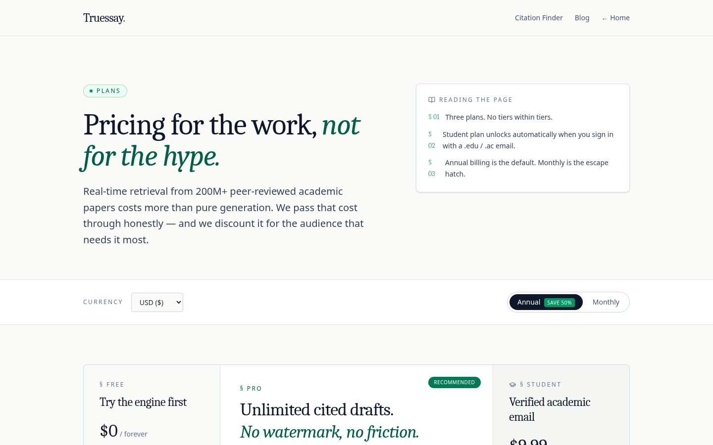 Truessay Pricing