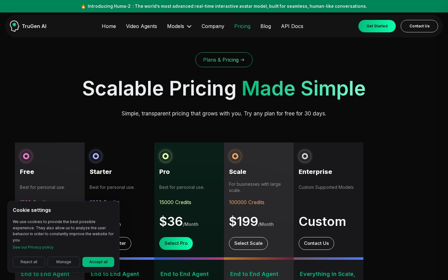 TruGen AI Pricing