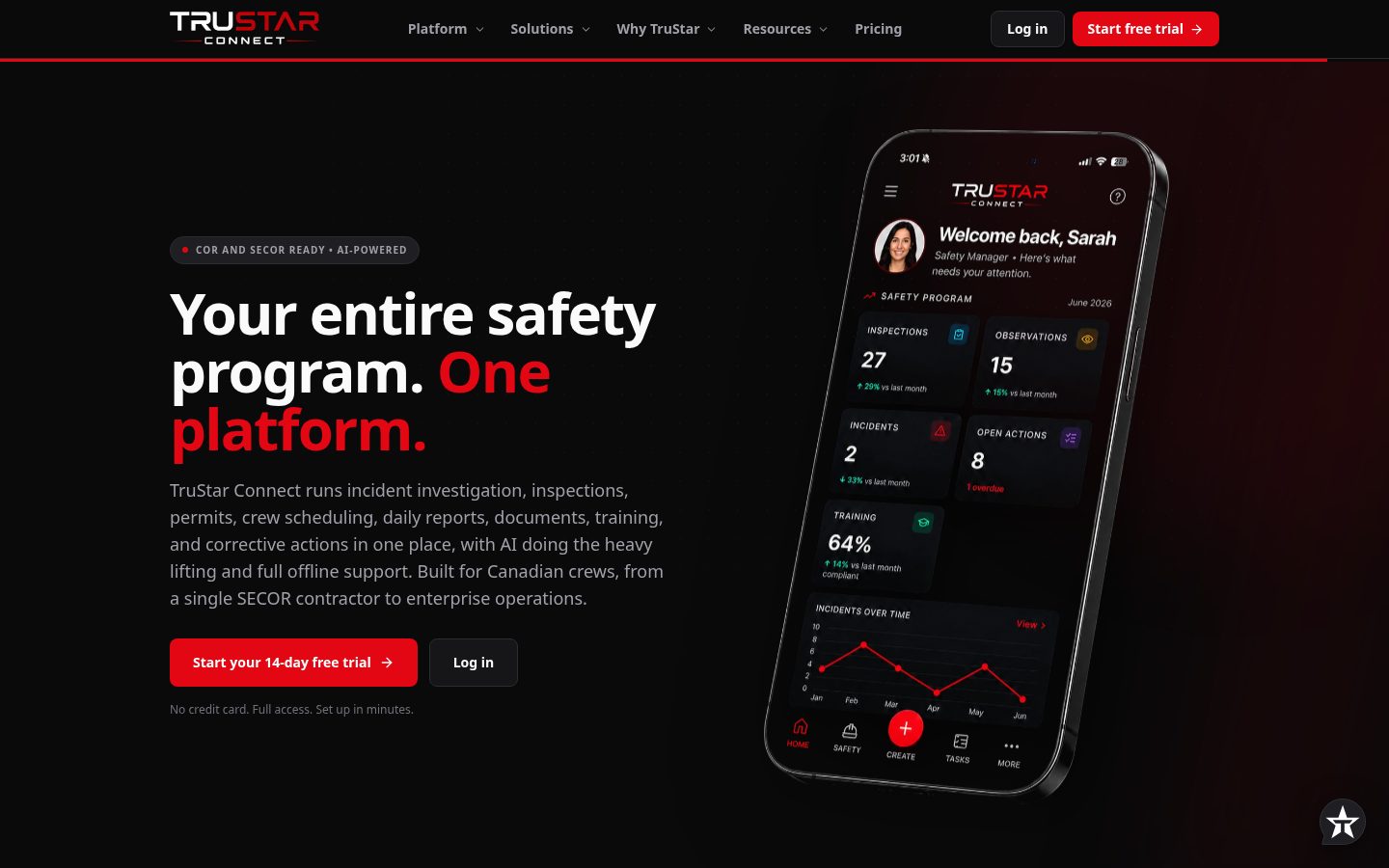TruStar Connect Homepage