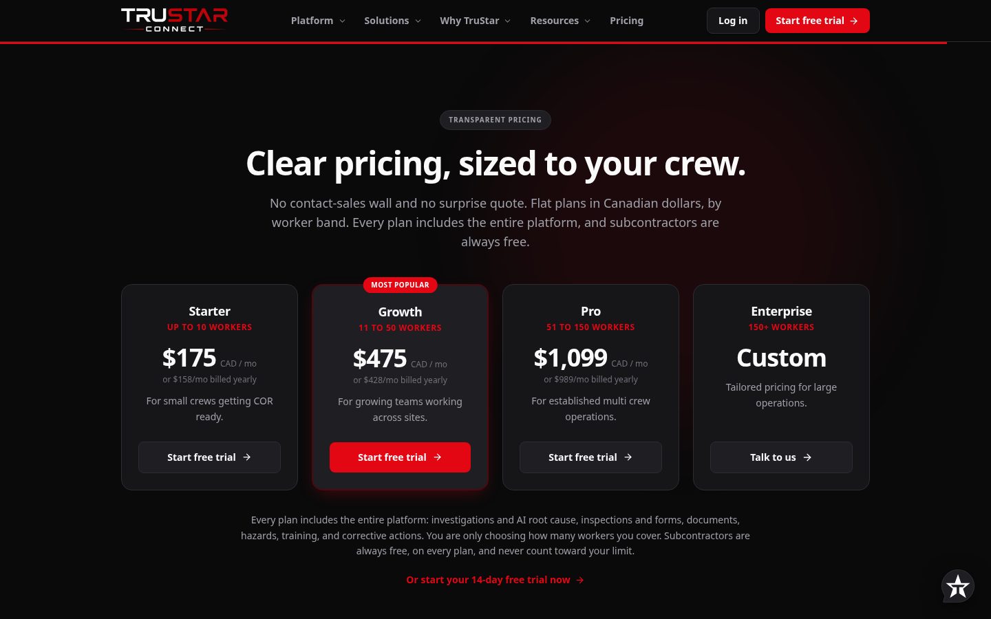 TruStar Connect Pricing
