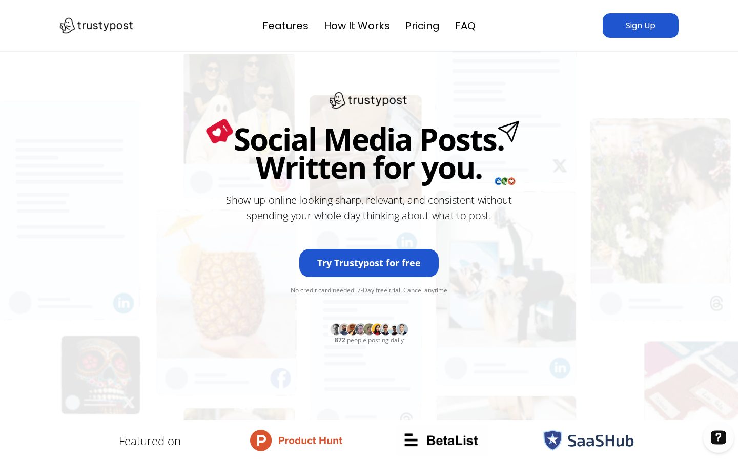 TrustyPost AI Homepage