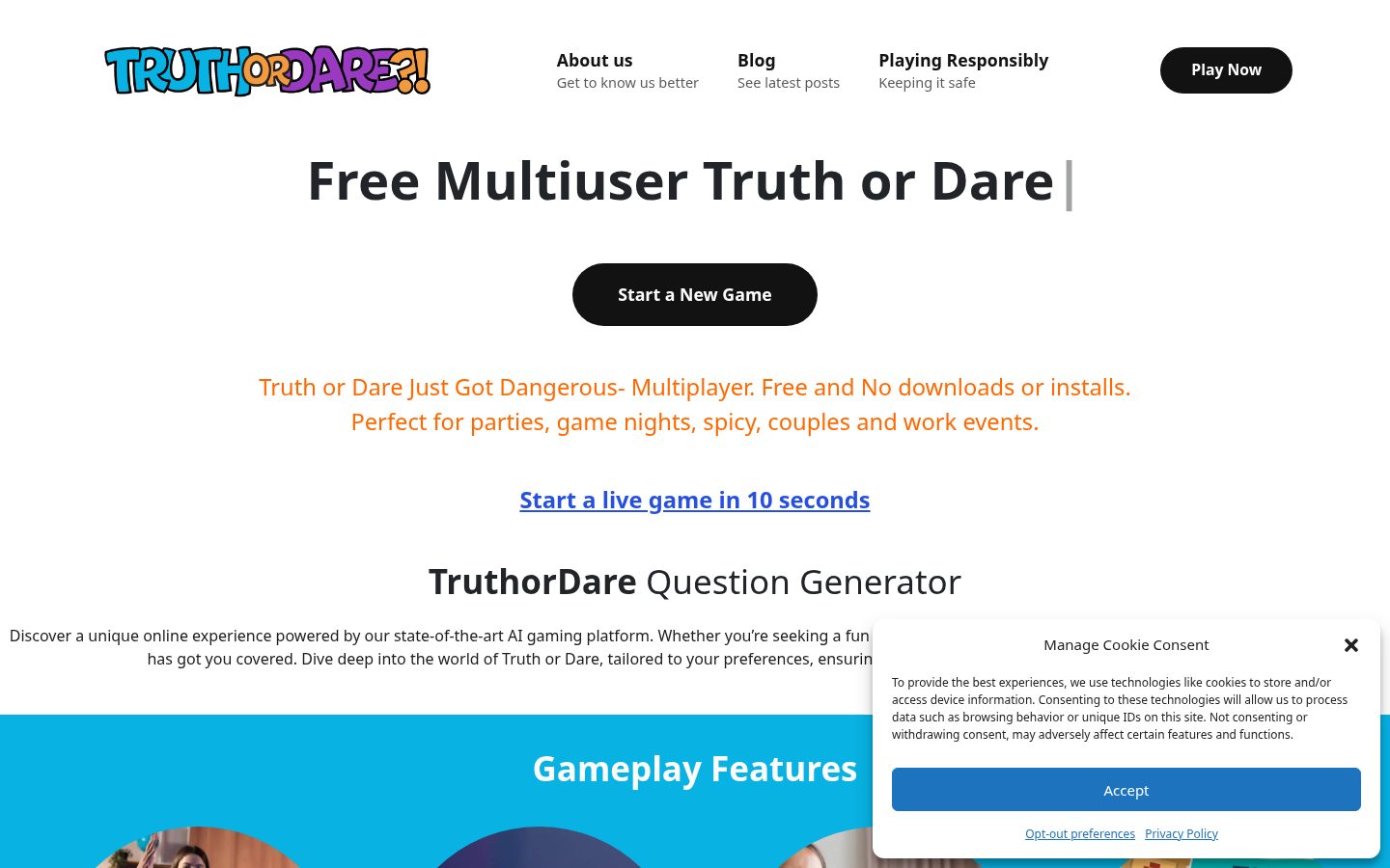 Truth or Dare AI Homepage
