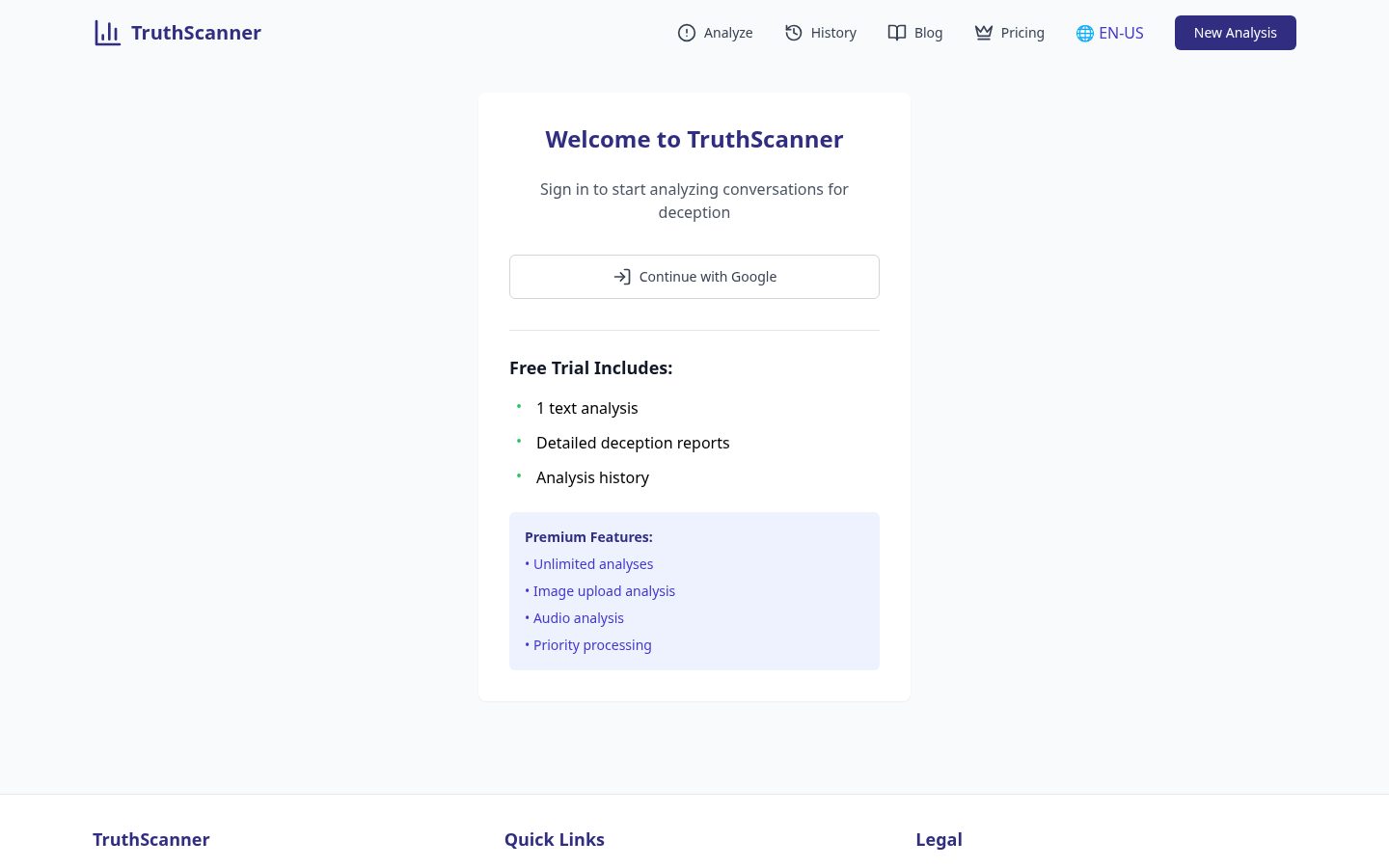 Truthscanner Pricing