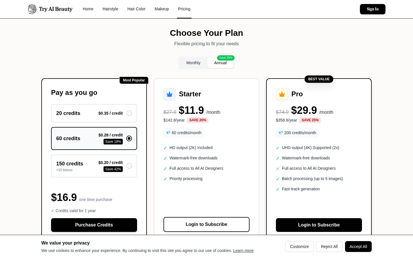 Try AI Beauty Pricing