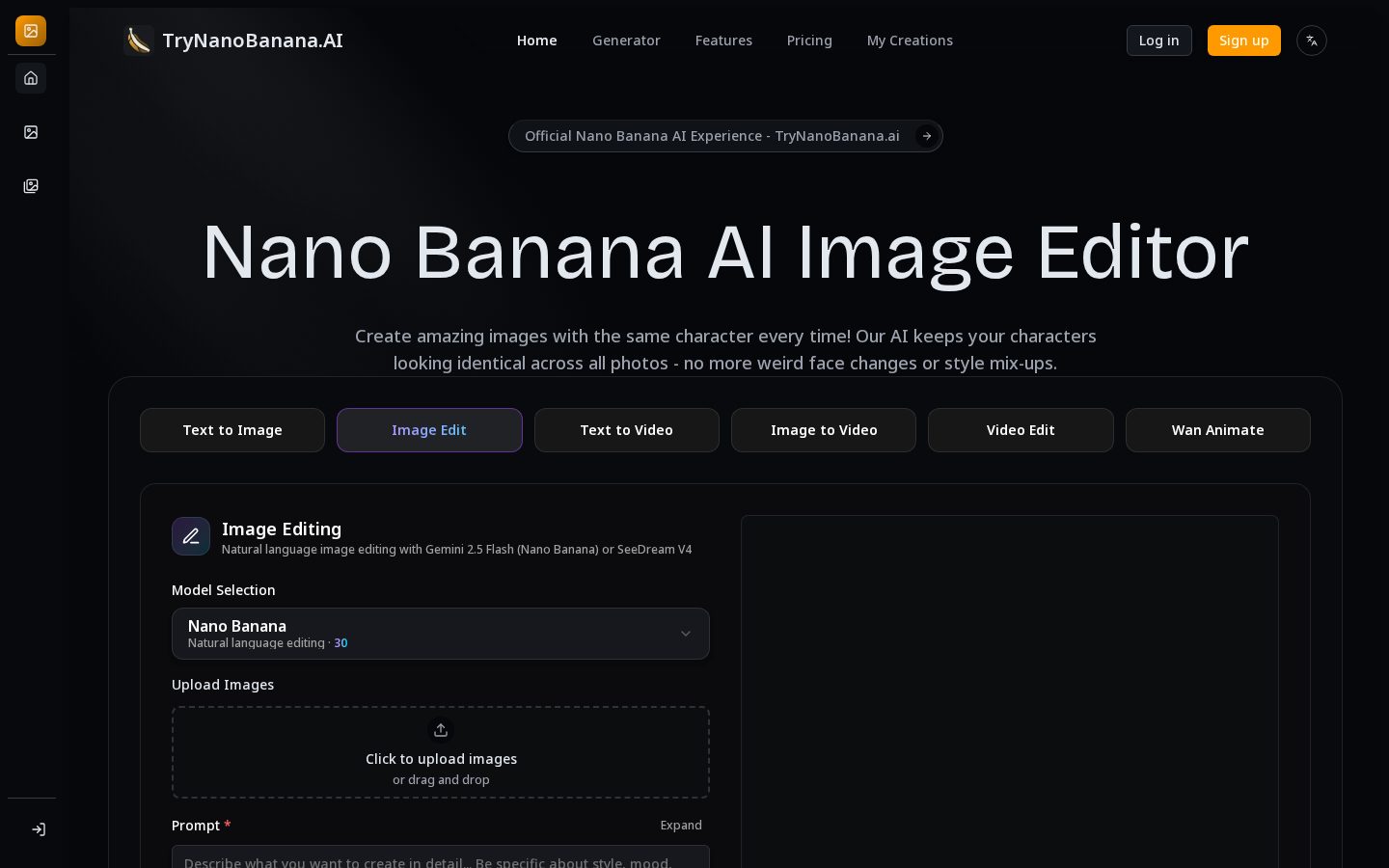 Try Nano Banana AI Homepage