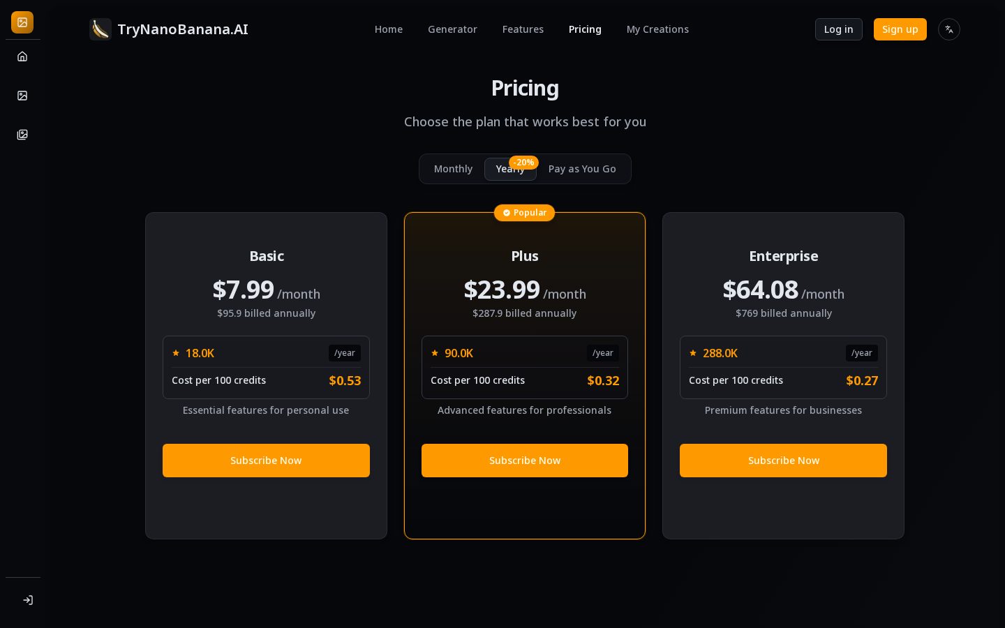Try Nano Banana AI Pricing