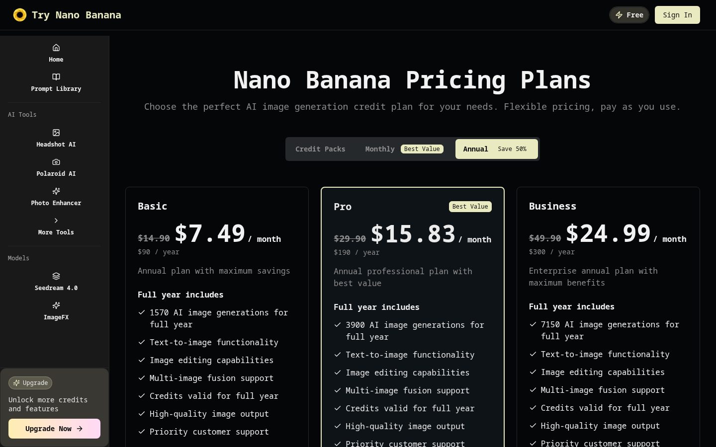 Try Nano Banana Pricing